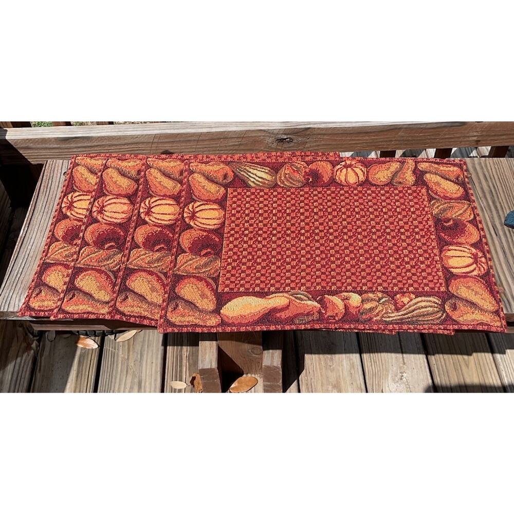 Fall Pumpkin Harvest Tapestry Placemats Set Of 4 Thanksgiving